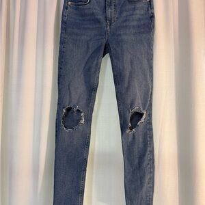 Free People Blue Distressed Skinny Jeans